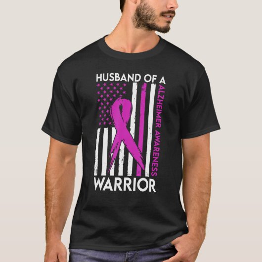 Husband Of A Warrior Alzheimer Awareness Support S Tシャツ (正面)