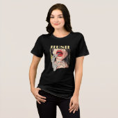 HUSH グラフィック レディース Tシャツ - 大胆な美意識の芸術 (正面全面)