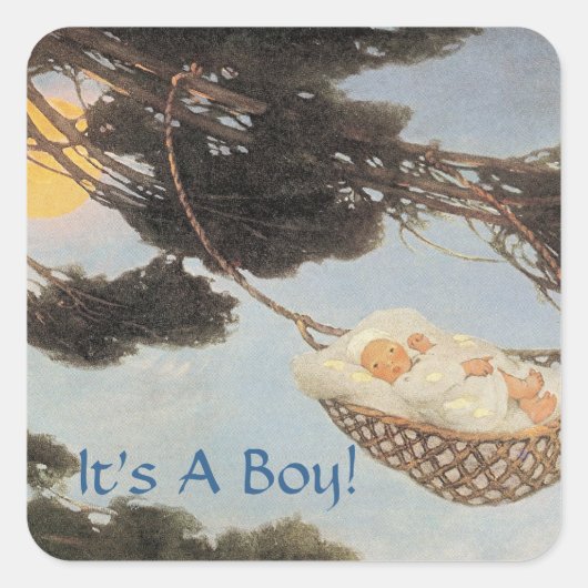 Hush-a-Bye、ベビー子供部屋ライム男の赤ちゃん スクエアシール (正面)