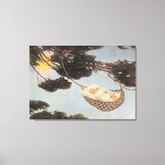 Hush-a-Bye、ベビー子供部屋韻 キャンバスプリント (正面)