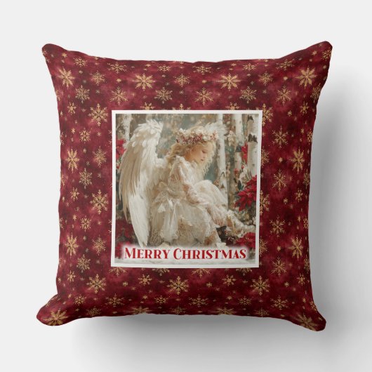 Hushed Cozy Angel Victorian Christmas Pillow Gift クッション (正面)