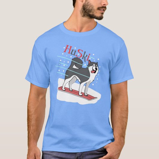 HUSKI (ski, chien, montagne)  Tシャツ (正面)