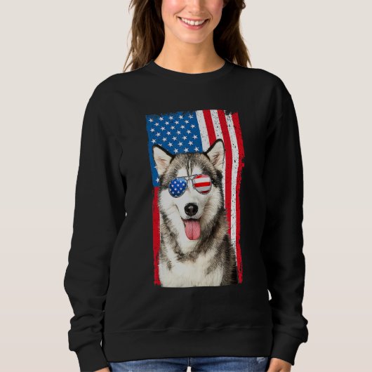 Husky 4th Of July Men Siberian Husky Dog Love Owne スウェットシャツ (正面)