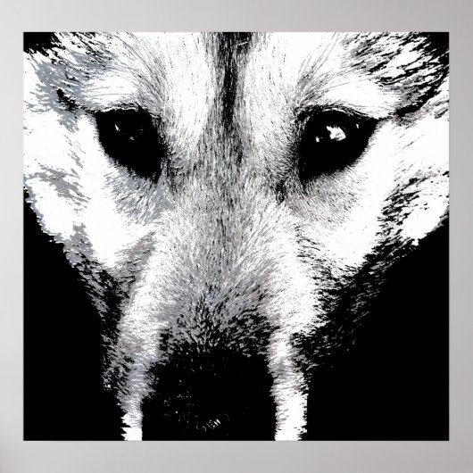 Husky Art Print Sled Dog Art Poster Wolf Pup Gifts ポスター (正面)