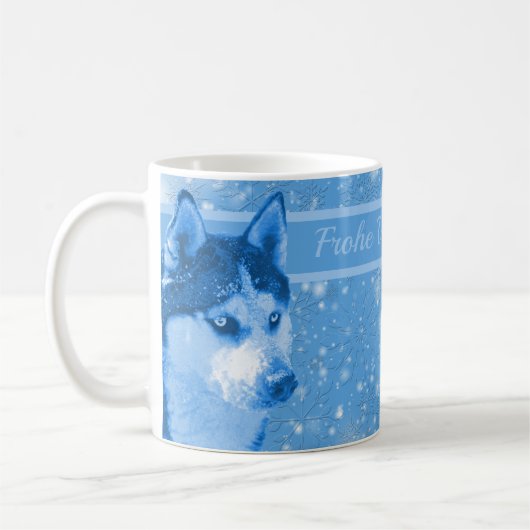 Husky blau Frohe Weihnachten Daddy コーヒーマグカップ (左)