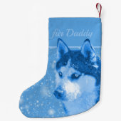Husky blau Frohe Weihnachten für Daddy スモールクリスマスストッキング (裏面)