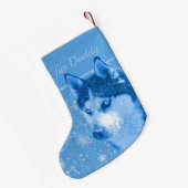 Husky blau Frohe Weihnachten für Daddy スモールクリスマスストッキング (裏面 (吊り時))