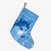 Husky blau Frohe Weihnachten für Daddy スモールクリスマスストッキング (正面 (吊り時))