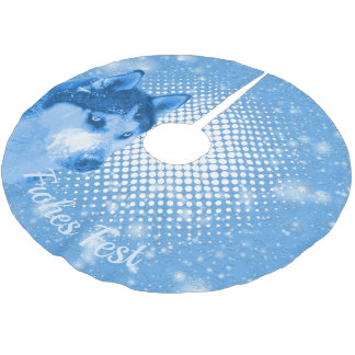 HUSKY blau Frohes Fest ブラッシュドポリエステルツリースカート