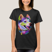 husky Colorful Dog Pop Style Tシャツ (正面)