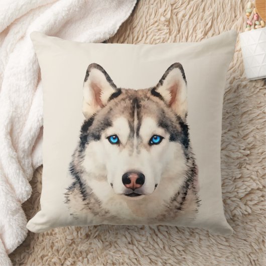 Husky Dog Art Design Large クッション (ブランケット)