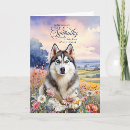 Husky Dog Field of Wildflowers Pet Sympathy カード