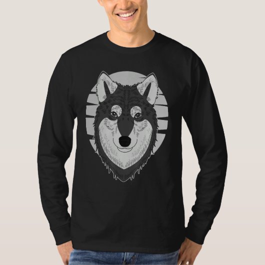 Husky dog imprint artwork face with Siberian Husky Tシャツ (正面)