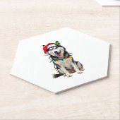 Husky Dog Santa Hat Christmas Tree Xmas Gifts For ペーパーコースター (アングル)