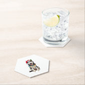 Husky Dog Santa Hat Christmas Tree Xmas Gifts For ペーパーコースター (インサイチュ)