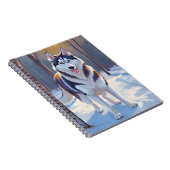 Husky | Dog Winter Watercolor Pet Painting ノートブック (右側)