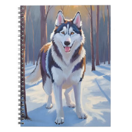 Husky | Dog Winter Watercolor Pet Painting ノートブック