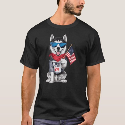 Husky Even My Dog Wants Trump Vance 2024 Tシャツ (正面)
