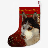 Husky Frohe Weihnachten Rot Gold Weihnachtsstrumpf スモールクリスマスストッキング (裏面)