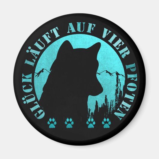 Husky - Glück läuft auf vier Pfoten マグネット (正面)