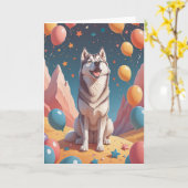 Husky Harmony Birthday カード (黄色い花)