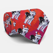 Husky in Santa Hat On Red ネクタイ (ロール)