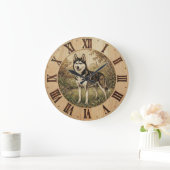 Husky in Spring Park Wall Clock ラージ壁時計 (ホーム)