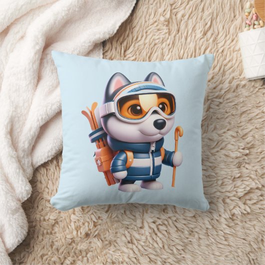 Husky le Skieur Aventureux クッション (ブランケット)