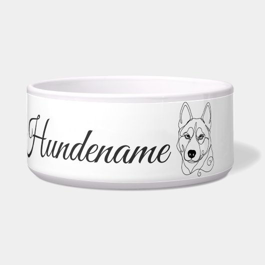 Husky Minimalist Line Art personalized bowl ボウル (正面)