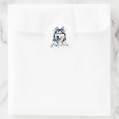 Husky Mom Siberian Husky Watercolor Sticker Husky ラウンドシール (バッグ)