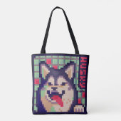 Husky, Pixel Art, pixelart トートバッグ (裏面)