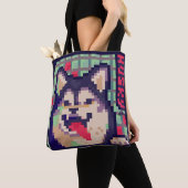 Husky, Pixel Art, pixelart トートバッグ (クローズアップ)