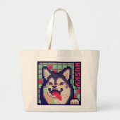 Husky, Pixel Art, pixelart ラージトートバッグ (正面)