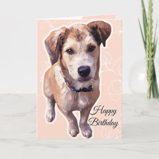 Husky Puppy Folded Greeting Card カード (正面)