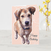 Husky Puppy Folded Greeting Card カード (黄色い花)