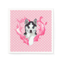 Husky Welpe rosa Herz Punkte