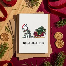 Husky Winter Sleigh Team Cute Christmas Dog  シーズンカード