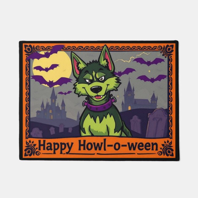 Huskystein Happy Howl-o-ween ドアマット (正面)