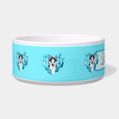 Huskywelpe mit Herz hellblau Rüde ボウル (左)