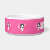 Huskywelpe mit Herz rosa Hündin ボウル (左)