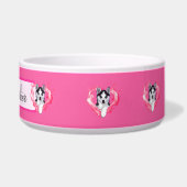 Huskywelpe mit Herz rosa Hündin ボウル (右)
