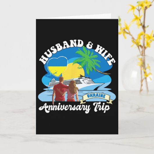 Husnd And Wife Anniversary Trip Ukraine  カード (黄色い花)
