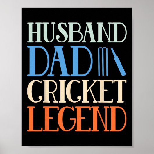 Husnd Dad Cricket Legend - Funny Cricket Player Co ポスター (正面)