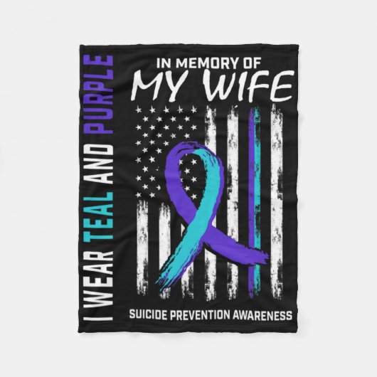 Husnd In Memory Of Wife Suicide Awareness Preventi フリースブランケット (正面)