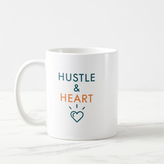 Hustle and Heart Motivational Quote コーヒーマグカップ (左)