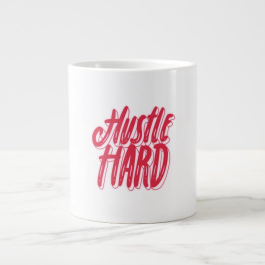 Hustle and Heart Quote Design ジャンボコーヒーマグカップ (正面)