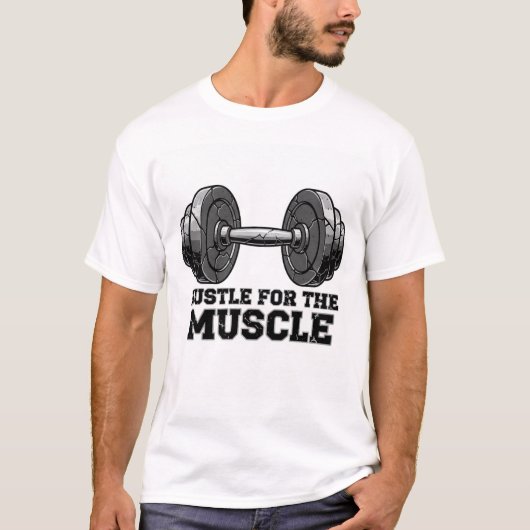 Hustle for the Muscle - ビンテージ ダンベルジム Tシャツ (正面)