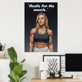 Hustle for the Muscle – Fitness Motivation Poster ポスター (ホームオフィス)