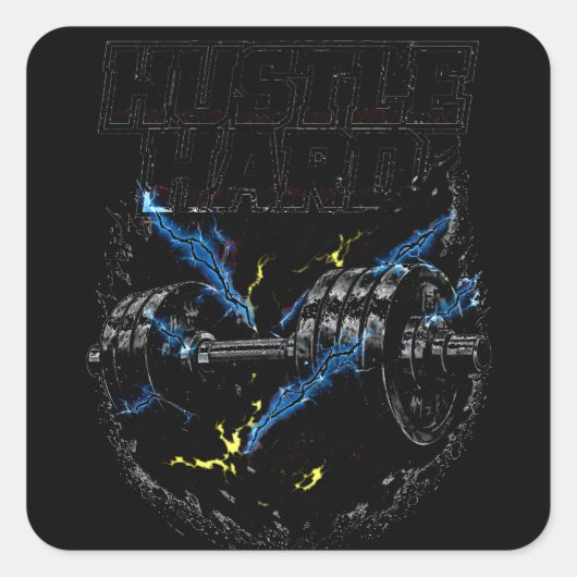 Hustle Hard – Work Ethic Gym Motivation スクエアシール (正面)