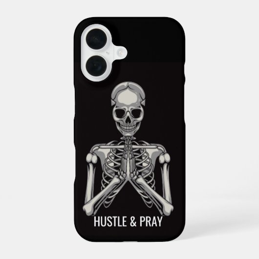 Hustle & Pray Skeleton iPhone 16ケース (裏面)
